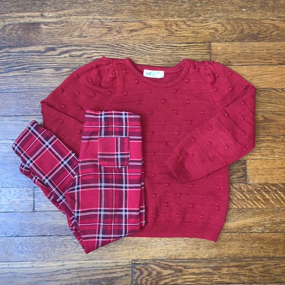 Girls Sweater/Legging Christmas Outfit-size 5/6 Girls